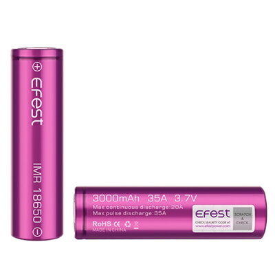 Efest IMR18650紫 フラットトップリチウムマンガン充電池 3000mAh 電子タバコ VAPE 禁煙イーフェスト